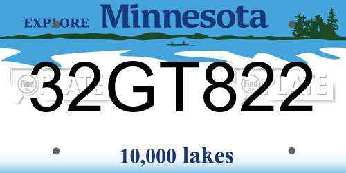 32GT822 Minnesota License Plate