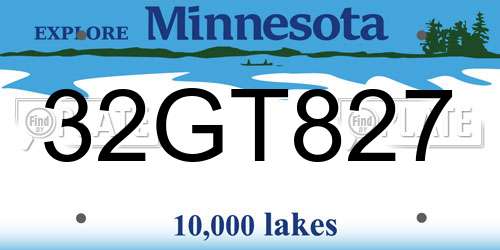 32GT827 Minnesota License Plate