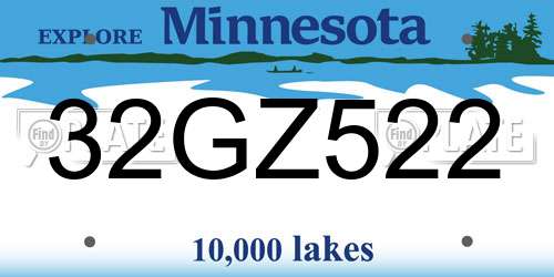 32GZ522 Minnesota License Plate