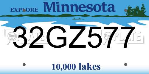 32GZ577 Minnesota License Plate