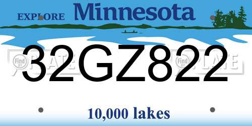 32GZ822 Minnesota License Plate