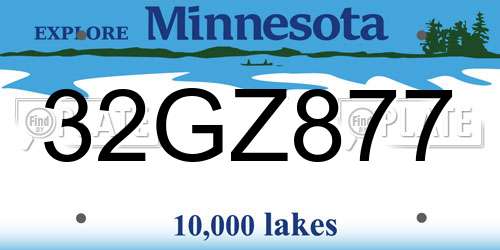 32GZ877 Minnesota License Plate