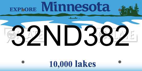 32ND382 Minnesota License Plate