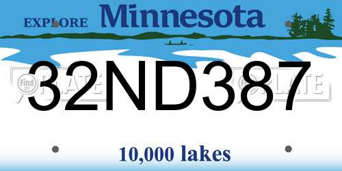 32ND387 Minnesota License Plate