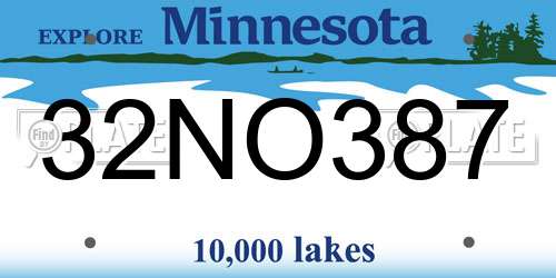32NO387 Minnesota License Plate
