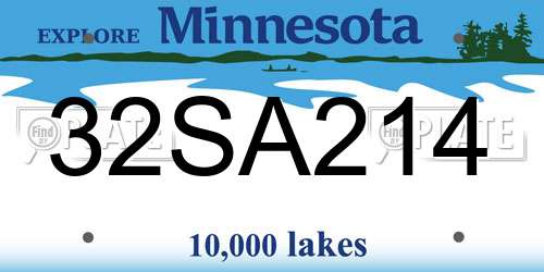 32SA214 Minnesota License Plate