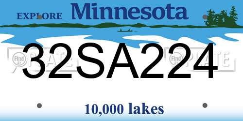 32SA224 Minnesota License Plate