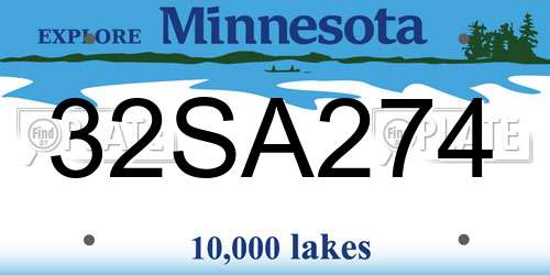 32SA274 Minnesota License Plate
