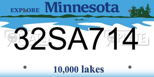 32SA714 Minnesota License Plate