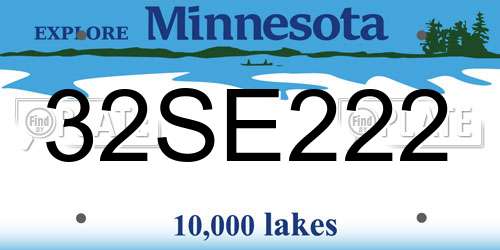 32SE222 Minnesota License Plate