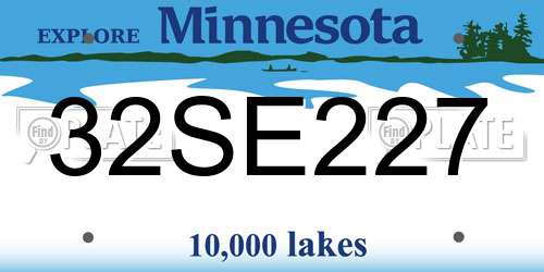 32SE227 Minnesota License Plate