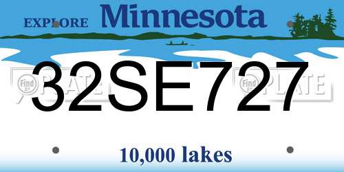 32SE727 Minnesota License Plate