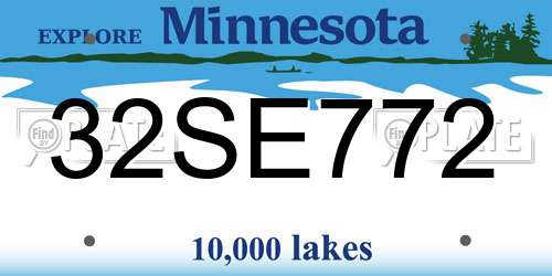 32SE772 Minnesota License Plate