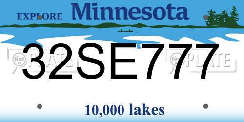 32SE777 Minnesota License Plate