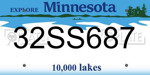 32SS687 Minnesota License Plate