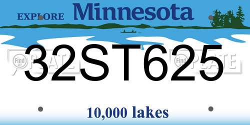 32ST625 Minnesota License Plate
