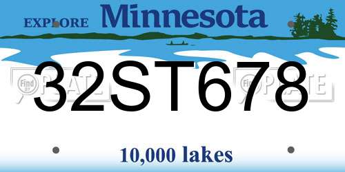 32ST678 Minnesota License Plate