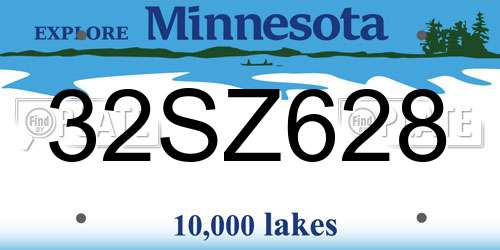 32SZ628 Minnesota License Plate