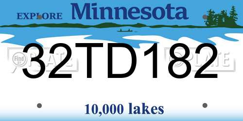 32TD182 Minnesota License Plate
