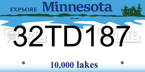 32TD187 Minnesota License Plate