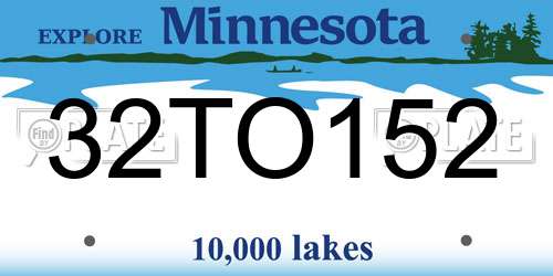 32TO152 Minnesota License Plate