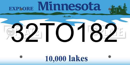 32TO182 Minnesota License Plate