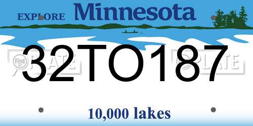 32TO187 Minnesota License Plate
