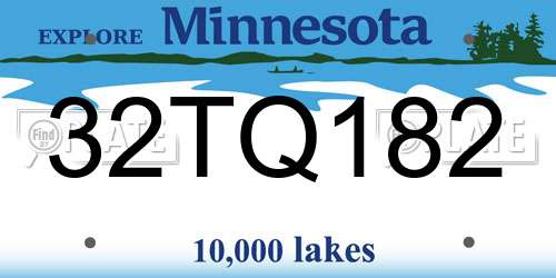 32TQ182 Minnesota License Plate