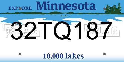 32TQ187 Minnesota License Plate