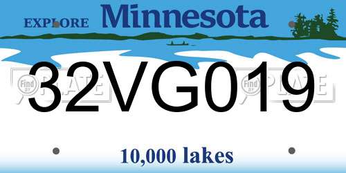 32VG019 Minnesota License Plate