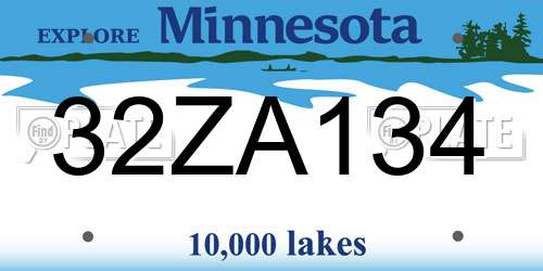 32ZA134 Minnesota License Plate