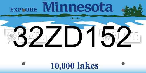 32ZD152 Minnesota License Plate