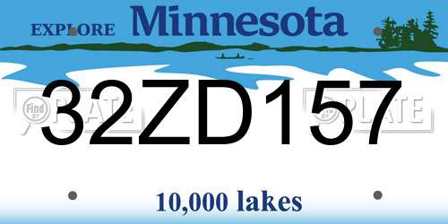 32ZD157 Minnesota License Plate