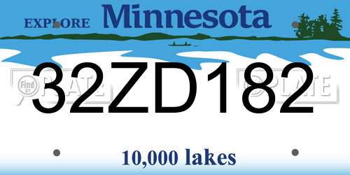 32ZD182 Minnesota License Plate