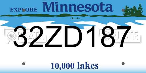 32ZD187 Minnesota License Plate