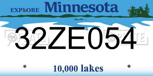 32ZE054 Minnesota License Plate