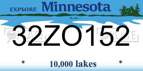 32ZO152 Minnesota License Plate