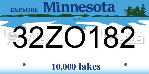 32ZO182 Minnesota License Plate