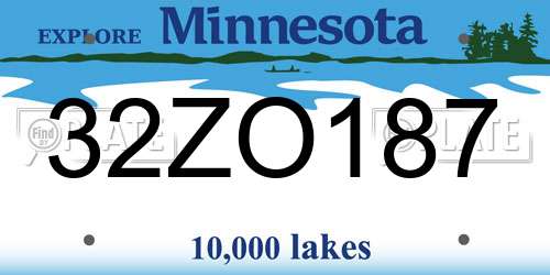 32ZO187 Minnesota License Plate