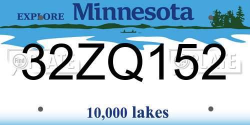 32ZQ152 Minnesota License Plate