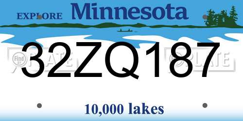 32ZQ187 Minnesota License Plate