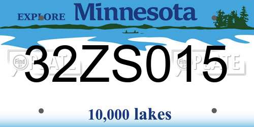 32ZS015 Minnesota License Plate