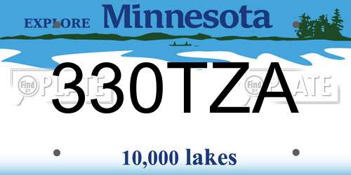 330TZA Minnesota License Plate