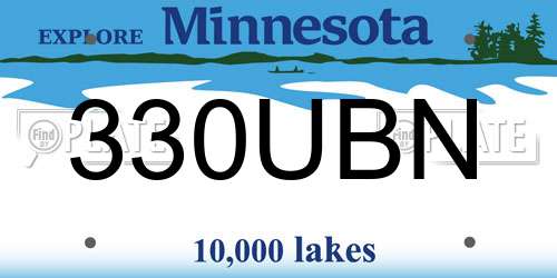 330UBN Minnesota License Plate