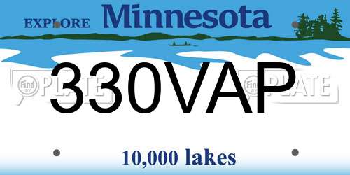 330VAP Minnesota License Plate