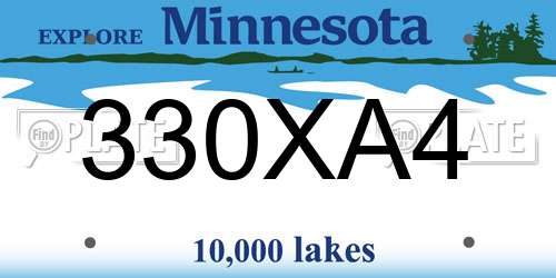 330XA4 Minnesota License Plate