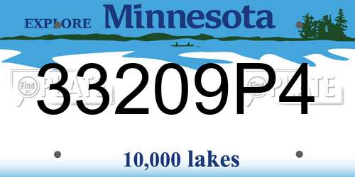 33209P4 Minnesota License Plate