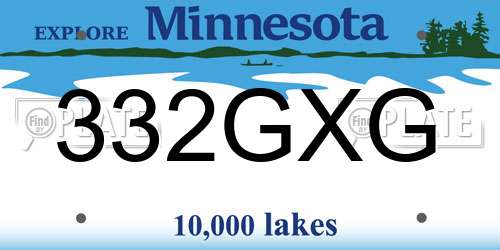 332GXG Minnesota License Plate