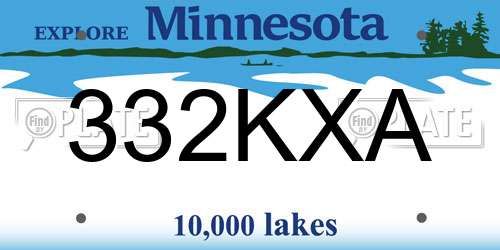 332KXA Minnesota License Plate