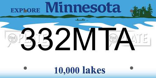 332MTA Minnesota License Plate
